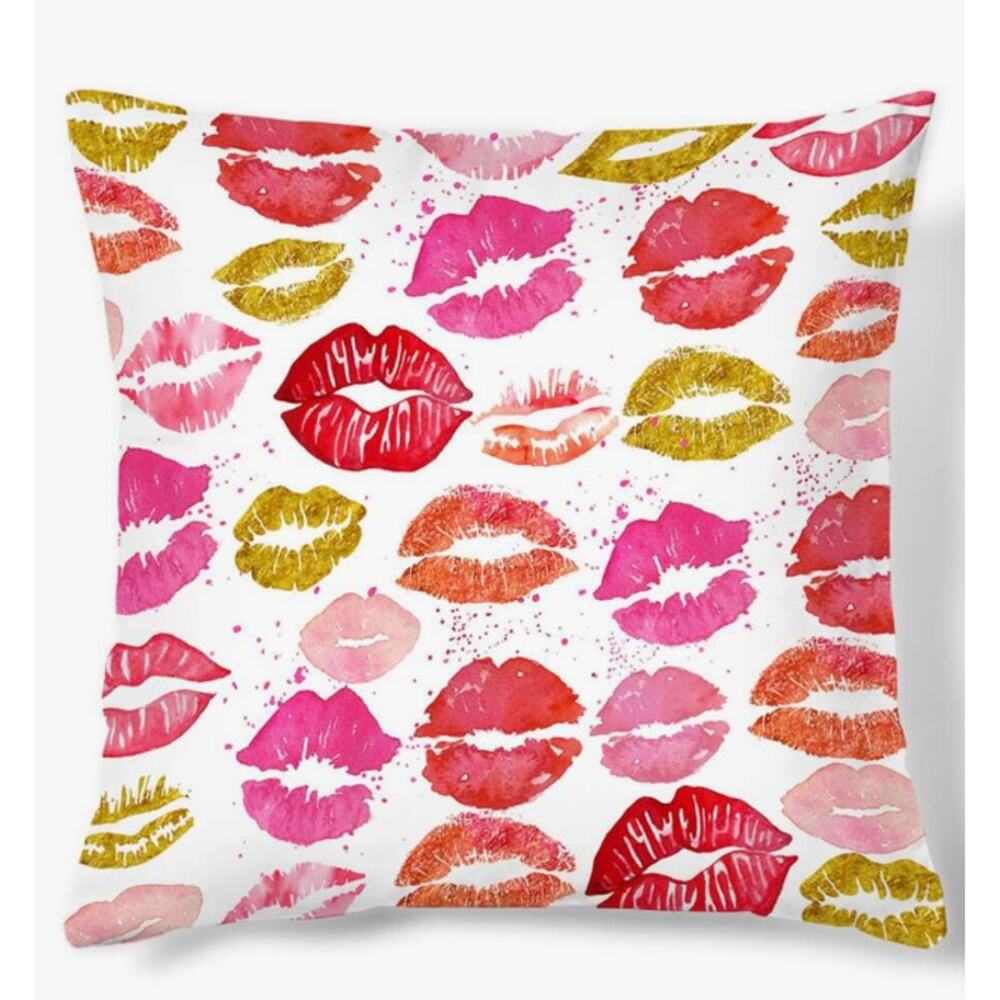 New! Kiss Me Lipstick Pattern Throw Pillow - Insert Included!